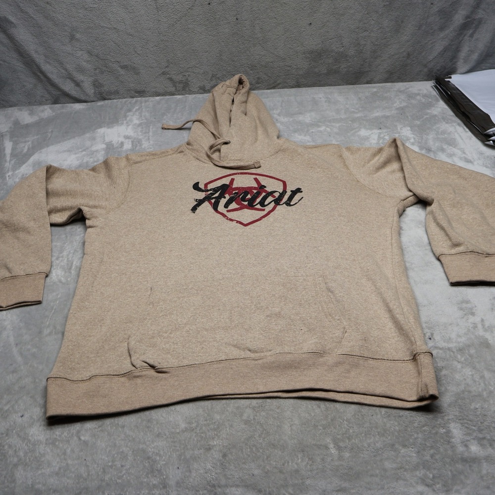 Ariat Hoodie Womens XL Brown Fleece Real Shield Logo Pullover Graphic $45 NEW